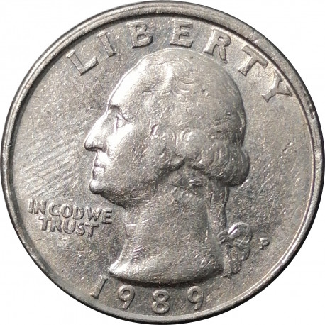 1989 P, quarter dollar, CuNi, 5,67 g, Washington, Eagle, USA