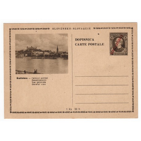 CDV 81/6 - Bratislava - Celkový pohľad, 1945 strojová pretlač ČESKOSLOVENSKO, Andrej Hlinka, celina, jednoduchý poštový lístok