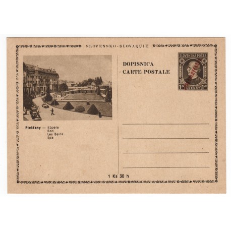CDV 81/9 - Piešťany - Kúpele, 1945 strojová pretlač ČESKOSLOVENSKO, Andrej Hlinka, celina, jednoduchý obrazový poštový lístok