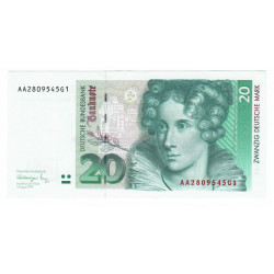 20 Deutsche Mark 1991, AAG1, A. v. Droste-Hülshoff, Nemecko, UNC