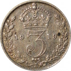 3 pence 1919, Ag 925/1000, 1,41 g, George V., Great Britain