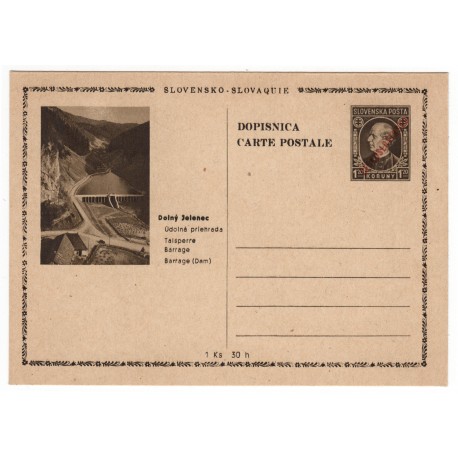 CDV 81/29 - Dolný Jelenec, 1945 strojová pretlač ČESKOSLOVENSKO, Andrej Hlinka, celina, jednoduchý obrazový poštový lístok