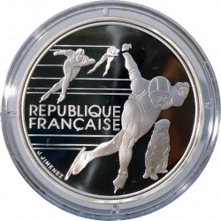 100 francs, 1990, Ag 900/1000, 22,20 g, PROOF, Speed skaters, Francúzsko