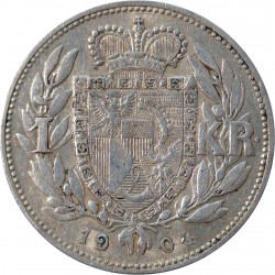 1 krone 1904, Ag 835/1000, 5,00 g, Johann II., Lichtenštajnsko