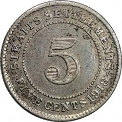 5 cents 1918, George V., Straits Settlements
