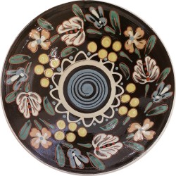 Tanierik s kvetmi, vyškrabávaný, Pozdišovská keramika
