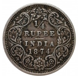 1/4 rupee 1874, India, Victoria, Britská India