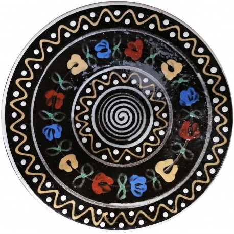 Malý tanier s kvetmi a slniečkom, Pozdišovská keramika, Československo