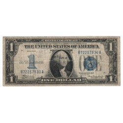 1 dollar 1934 D, B72257830A, SILVER CERTIFICATE, George Washington, modrá pečať, USA, VG