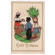 Veselé Velikonoce, chlapček a dievčatko na šibačke, kolorovaná pohľadnica, Československo