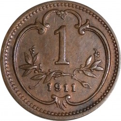 1 halier, 1911, b.z., František Jozef I., Rakúsko - Uhorsko