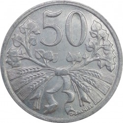 1952 - 50 halier, O. Španiel, Československo 1945 - 1953