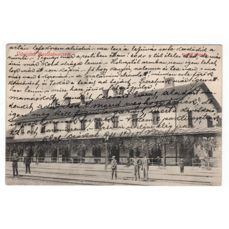 Mezőlaborcz (Medzilaborce) - Vasúti állomás (železničná stanica), čiernobiela pohľadnica