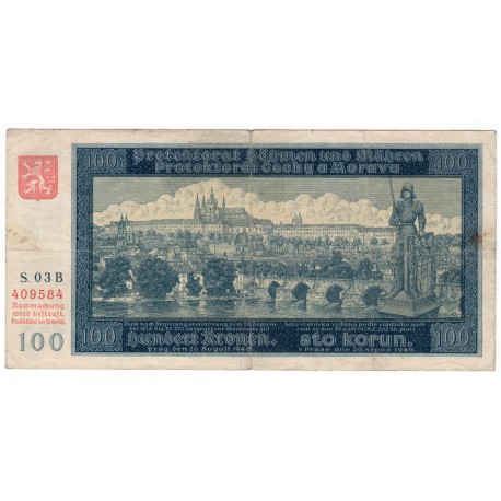 100 K 1940, séria S. 03 B, I. vydanie, Protektorát Čechy a Morava, VG
