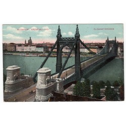 1914 Erzsébet - Hid, Budapest, tábori posta, farebná pohľadnica, Rakúsko Uhorsko