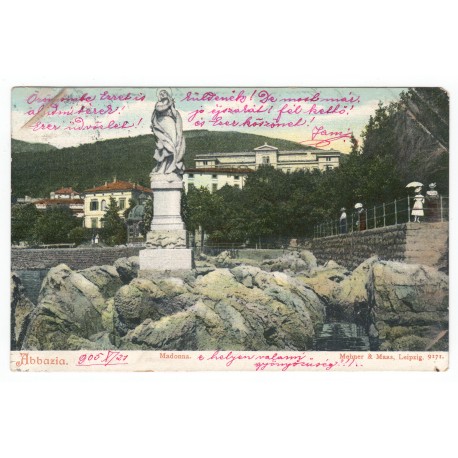 1905 Abbazia - Madonna, október, farebná pohľadnica, Rakúsko Uhorsko