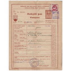 1943 / 20 h kolok - dvojjazyčný Dobytčí pas, Slovenský štát
