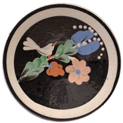 Malý tanierik s vtáčikom na kvete, Pozdišovská keramika