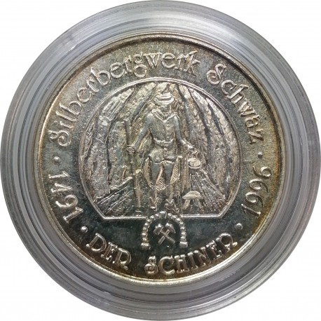 1491 / 1996 Schwazer Silberbergwerks taler, certifikát, strieborná medaila, BK, Rakúsko