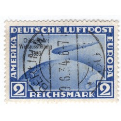 497 - 2 M violettultramarin, Chicagofahrt Weltausstellung 1933, Flugpostmarke, Graf Zeppelin, ʘ, R. UKIELSKI