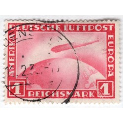 455 - 1 M lilarot, 1931, Flugpostmarke, Luftschiff "Graf Zeppelin L. Z. 127", ʘ, Deutsches Reich