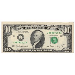10 dollars 1990 E, 10J - Kansas City, averz - CHYBOTLAČ, Alexander Hamilton, USA, VF