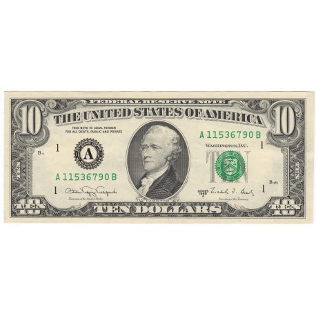 10 dollars 1988A B, 1A - Boston, Alexander Hamilton, USA, VX