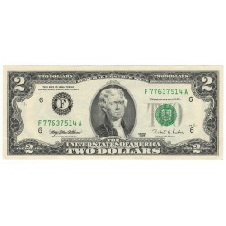 2 dollars 1995 E, 6F - Atlanta, Thomas Jefferson, USA, VF