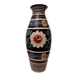 Vysoká váza s kvietkami, Pozdišovská keramika, Československo