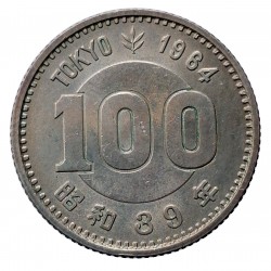 100 yen 1964, rok 39, Tokyo, Olympic Games, Hirohito, striebro, Japonsko