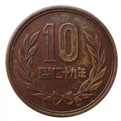 10 yen 1954, rok 29, Hirohito, Japonsko