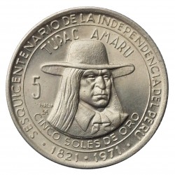 1971 - 5 soles, Tupac Amaru, Lima, Peru