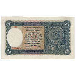 100 Ks 1940, H 8, I. Emisia, bankovka, Slovenský štát, aUNC