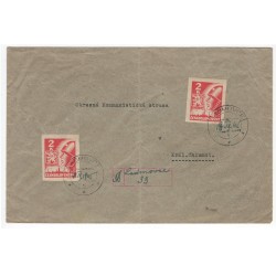 18. IX. 1945 Ladmovce - provizórium, Košické vydanie, L. Gajdzica, doporučene, Československo