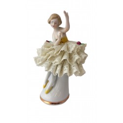 Žltá tanečnica s krinolínou, Gräfenthal, porcelán