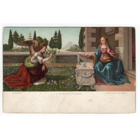 1907 Ľ Annunziazione, Leonardo da Vinci, Firenze, Arad, pohľadnica, Nemecko