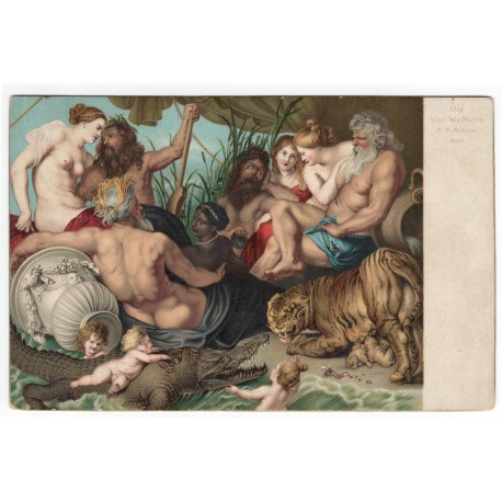 1906 Die vier Weltteile, Peter Paul Rubens, Wien, pohľadnica, Nemecko