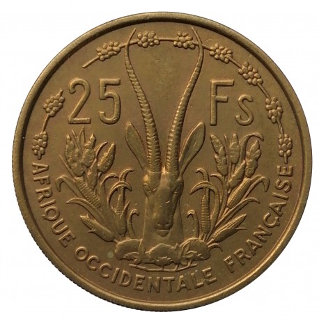25 francs, 1956, colonial coinage, French West Africa