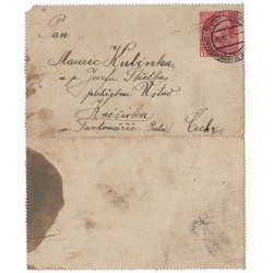 K 47 - 10 H rot, Kartenbriefe, 1908, Horní Heřmanice, zálepka, ʘ, Rakúsko Uhorsko