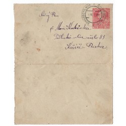 K 47 - 10 H rot, Kartenbriefe, 1908, Štíty, zálepka, ʘ, Rakúsko Uhorsko